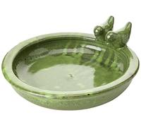 Esschert Design FB489 Bain d'oiseau Rond en céramique Vert - 10,9 x 32,9 x 30,7 cm