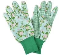 Esschert Design Gants de jardin avec imprimé de roses, 12 x 10 x 26 cm, couleurs assorties, avec ceinture, avec picots, couleur de base vert