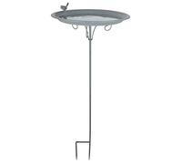 Esschert Design Grey Metal Abreuvoir pour Oiseaux sur bâton en métal 35,5 x 35,5 x 107,0 cm