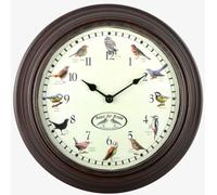 Esschert Design Horloge Murale Analogique avec Oiseaux, 30cm Nature