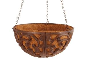 Esschert Design Jardinière suspendue en fonte avec doublure en bambou Ø 25 cm