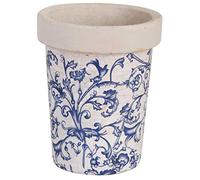 Esschert Design Long Tom Pot de Fleurs Rond Bleu/Blanc