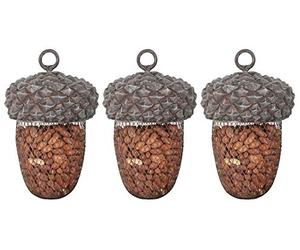 Esschert Design Lot de 3 mangeoires gland en polyrésine et métal 14 x 14 x 22 cm