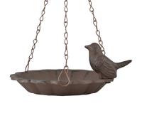 Esschert Design Mangeoire à Oiseaux Bain d’Oiseaux en Fonte Brun, Suspendu