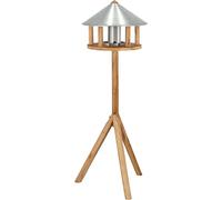Esschert Design Mangeoire Ronde en chêne avec Toit en Zinc