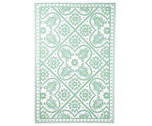 Esschert Design OC37 Tapis d'extérieur rectangulaire Motif Feuilles Vert/Blanc