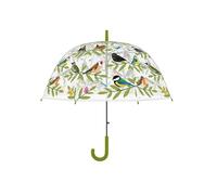 Esschert Design Parapluie Transparent Coupe-Vent, Oiseaux | Parapluie transparent, ouverture manuelle, résistant au vent, usage quotidien, visibilité optimale, motif oiseaux