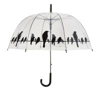 Esschert Design Parapluie Cloche/Dôme Transparent pour Femme - Ouverture AUTOMATIQUE - Joli Imprimé Oiseaux - Diamètre 82CM - Idéal pour Mariage et Photoshoot - Anti-vent