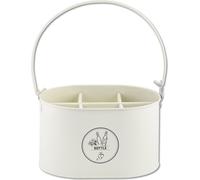 Esschert Design Porte-bouteilles pour 6 bouteilles avec ouvre-bouteille Blanc crème