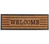 Esschert Design RB176 Paillasson de Marche en Caoutchouc/Fibre Coco Paillasson Welcome, Fibre de Coco, Caoutchouc, Noir, Marron, 75 x 25 x 2,4 cm
