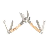 Esschert Design RFS Outil de Jardinage Multifonction en Acier Inoxydable, Bois de frêne et Cuir 7,4 x 2,3 x 14,9 cm