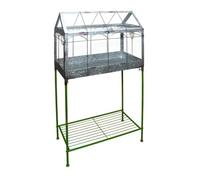 Esschert Design Serre avec Support 114 cm en métal et Verre décoratif Petites Fleurs