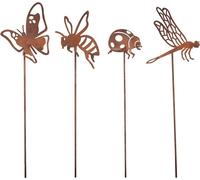 Esschert Design | Set de figurines de jardin - 4 pièces - Marron - Insectes métalliques élégants - Durable et décoratif