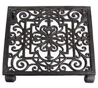 Esschert Design Support à Roulettes Carré pour Plante, 29,1 x 29,1 x 4,8 cm