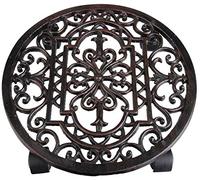 Esschert Design Support à Roulettes Rond pour Plante, 29,1 x 29,1 x 4,8 cm