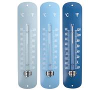 ESSCHERT DESIGN-Thermomètre en zinc bleu nuances assorties 6,6x1,3x29,5 cm