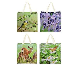 Esschert Design tp139 Naturel Pression Assortis 2 Cabas, PP Tissu, Polyester, Multicolore, 39,5 x 14,5 x 40 cm