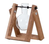 Esschert Design | Vase décoratif avec support en bois - Boule - Transparent - Design moderne - Idéal pour les fleurs coupées
