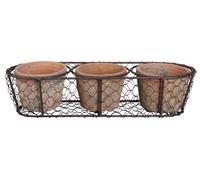 Esschert Fallen Fruits Lot de 3 Pots de Fleurs Ronds avec Panier en métal Style Ancien