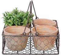 Esschert Fallen Fruits Lot de 4 Pots de Fleurs Ronds avec Panier en métal Style Ancien