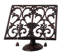 Esschert Livretat en fonte marron antique, support de livre réglable, tabletop et pied au sol