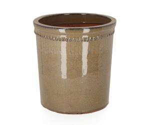 Esschert's Garden Pot De Fleur Rond en Terre Cuite Verni - Taupe - D 25 X H 25 Cm