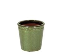 Esschert's Garden Pot De Fleur Rond en Terre Cuite Verni - Vert - D 15 X H 15 Cm