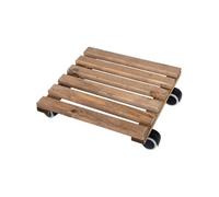 Esschert's Garden - Support à roulettes en bois pour plantes d'intérieur Carré - Teinté marron