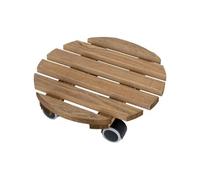 Esschert's Garden - Support à roulettes en bois pour plantes d'intérieur Rond - Teinté marron