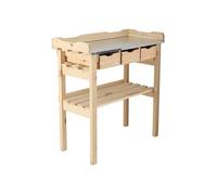 Esschert's Garden - Table à rempoter en pin avec plateau zinc 3 tiroirs