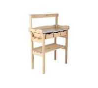 Esschert's Garden - Table à rempoter en pin avec plateau zinc 3 tiroirs + étagère supérieure