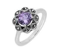 Esse Bague en argent sterling marcassite avec améthyste et marcassite, Pierre précieuse, Améthyste