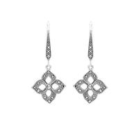 Esse Marcasite argent Sterling et marcassite avec boucles d'oreilles Art Déco en forme de goutte de 3 cm