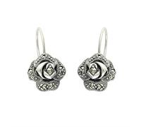 Esse Marcasite Boucles d'oreilles en argent sterling avec marcassite style victorien en forme de rose