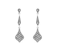 Esse Marcasite Boucles d'oreilles pour femme en argent sterling 925 marcassite avec sertissage pavé, forme de goutte, 3,8 cm de long, Métal Argent sterling Argent, Marcassite