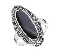 Esse Marcasite femme Argent sterling 925 Argent Ovale Noir Onyx Marcasite