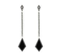 Esse Marcasite Silver Ice Boucles d'oreilles pendantes style art déco en onyx noir