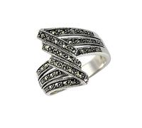Esse Marcassite Bague en argent sterling avec ruban plié Art déco, Pierre précieuse