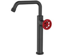Essebagno Indus mitigeur lavabo haut noir et manette rouge