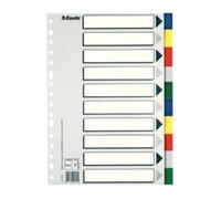 Esselte 10 Intercalaires Multi-Trous Feuille De Polypropylène Colorée Avec Couverture D'index Carton Blanc / Noir