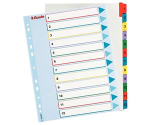 Esselte - 100209 - Intercalaires réinscriptibles - 12 Touches multicolore A4