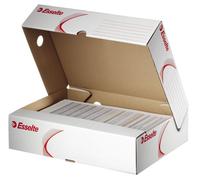 Esselte 128004 Boîte d'archives, 80mm, A4, carton ondulé, blanc/rouge