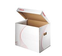 Esselte 128911 Conteneur d'archives avec couvercle à charnière, A4, carton ondulé, blanc