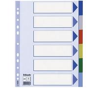 Esselte 15260 Intercalaires - vierges, A4, PP, 6 pièces + couverture, couleur