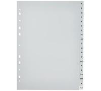 ESSELTE 47140 - Abecedario para carpetas multitaladro con cartulina índice B/N A-Z PP DIN A4 color gris