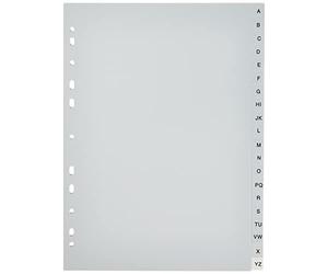 ESSELTE 47140 - Abecedario para carpetas multitaladro con cartulina índice B/N A-Z PP DIN A4 color gris