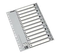 ESSELTE 49209 - Indice para carpetas multitaladro PP DIN A4 con cartulina índice B/N 1-12 color gris