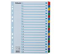 Esselte A4 mylar 1-20 Partie Dividers - Multicolore