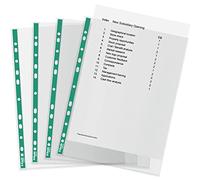 Esselte A4 Pochettes Perforées, 1000 x Pochettes en PP, 34 Microns D'épaisseur, Pochettes A4 Embossées Avec Dos Vert Renforcé, Idéales Pour les Classeurs à Levier (5x Paquets de 200), 628532