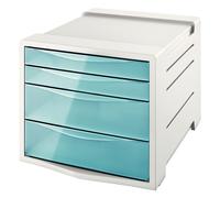 Esselte - Bloc de Classement à 4 Tiroirs, Rangement pour Documents & Fournitures, Maison / Bureau, Motif Texturé, Gamme Colour'Breeze, Bleu, 626284